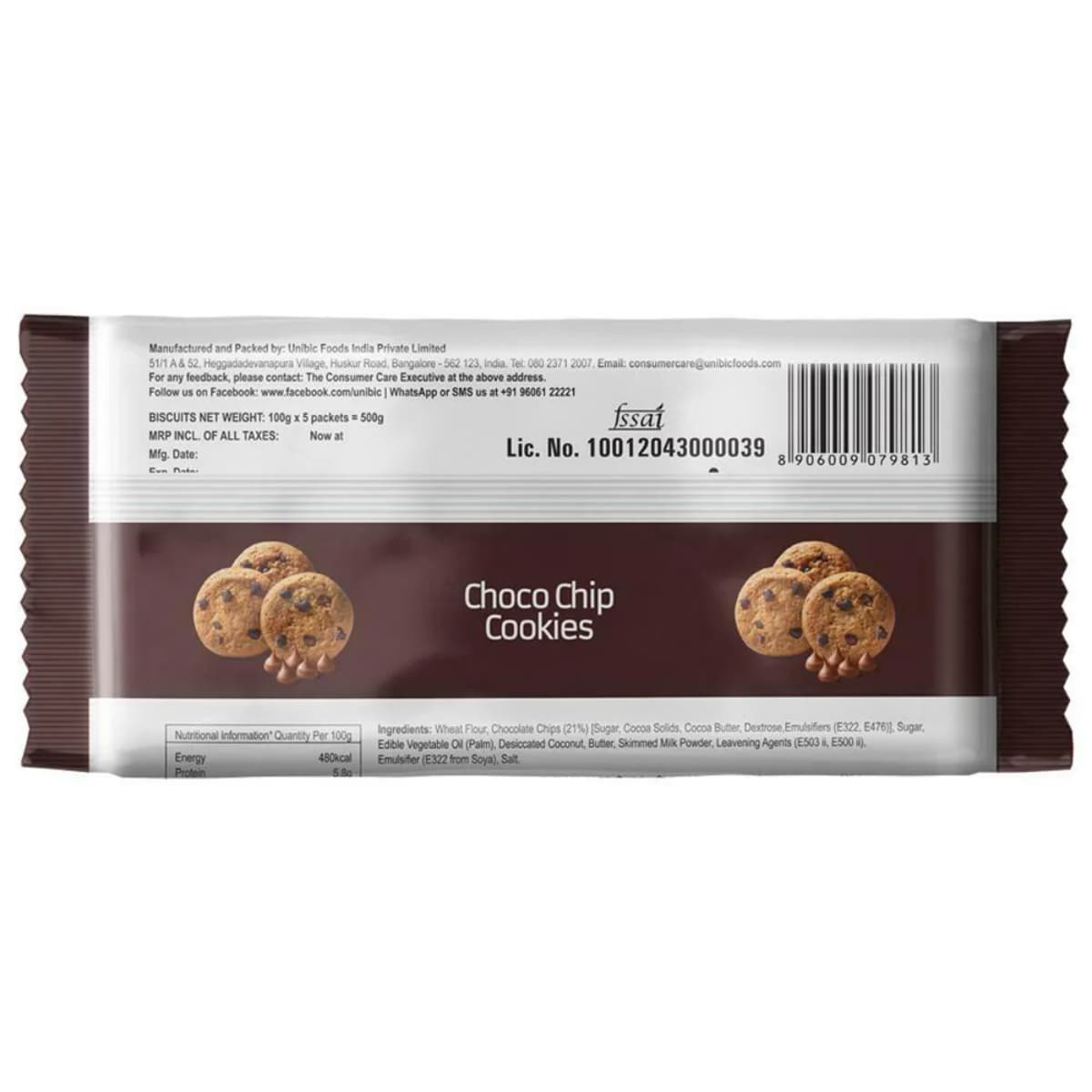 Unibic Choco Chip Cookies 500G Pack of 3