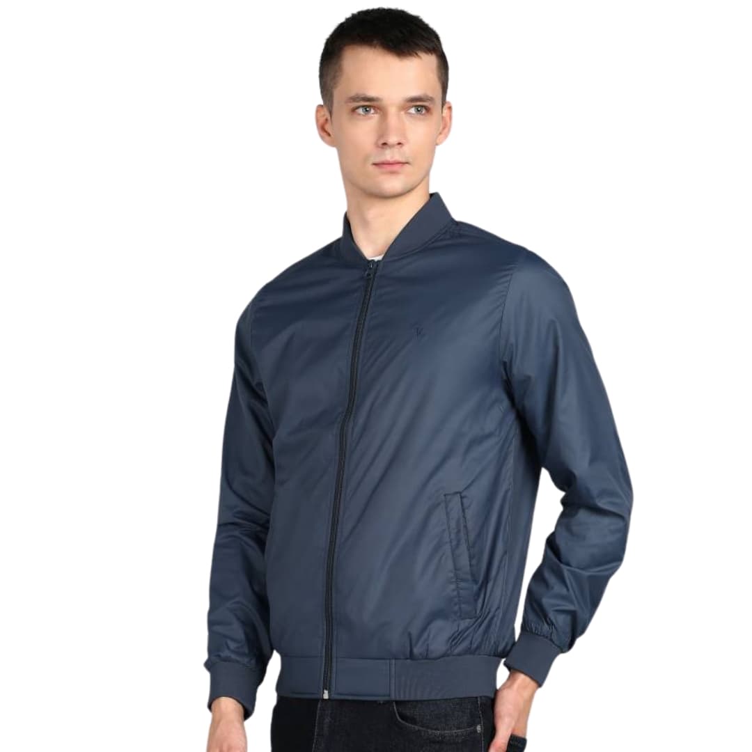 Van Heusen Navy Polyester Jacket - Smart and Sleek