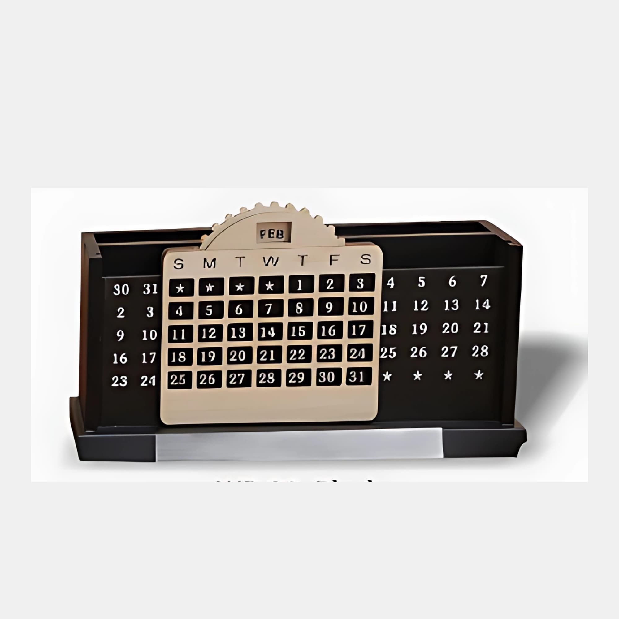 Black Desk Organizer with Calendar Display
