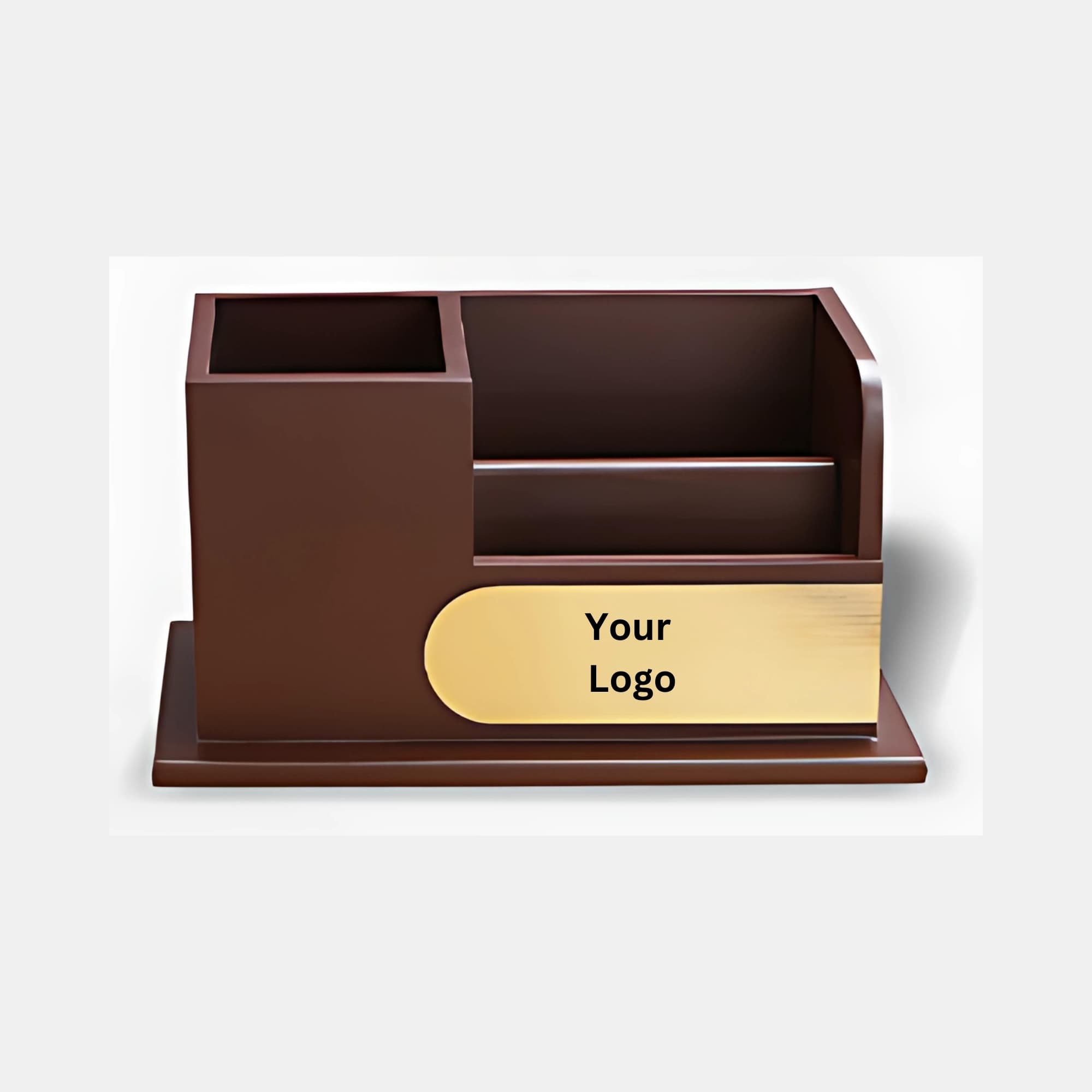 Brown Desk Organizer with USB Ports