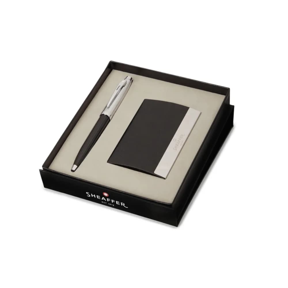 Sheaffer Gift Set 100 Ballpoint Pen &Card Holder Glossy Black