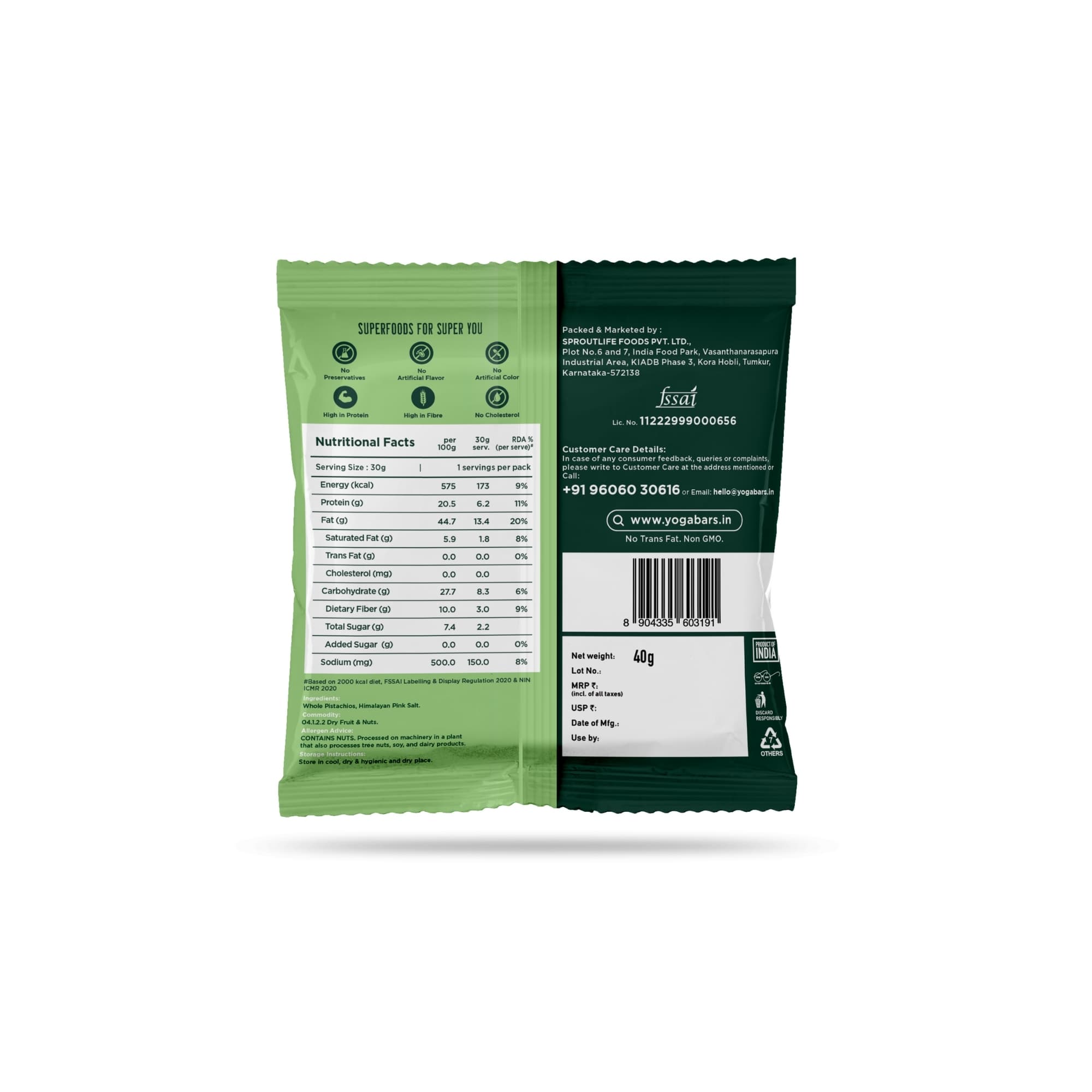 Roasted & Salted California Pistachios - 40g