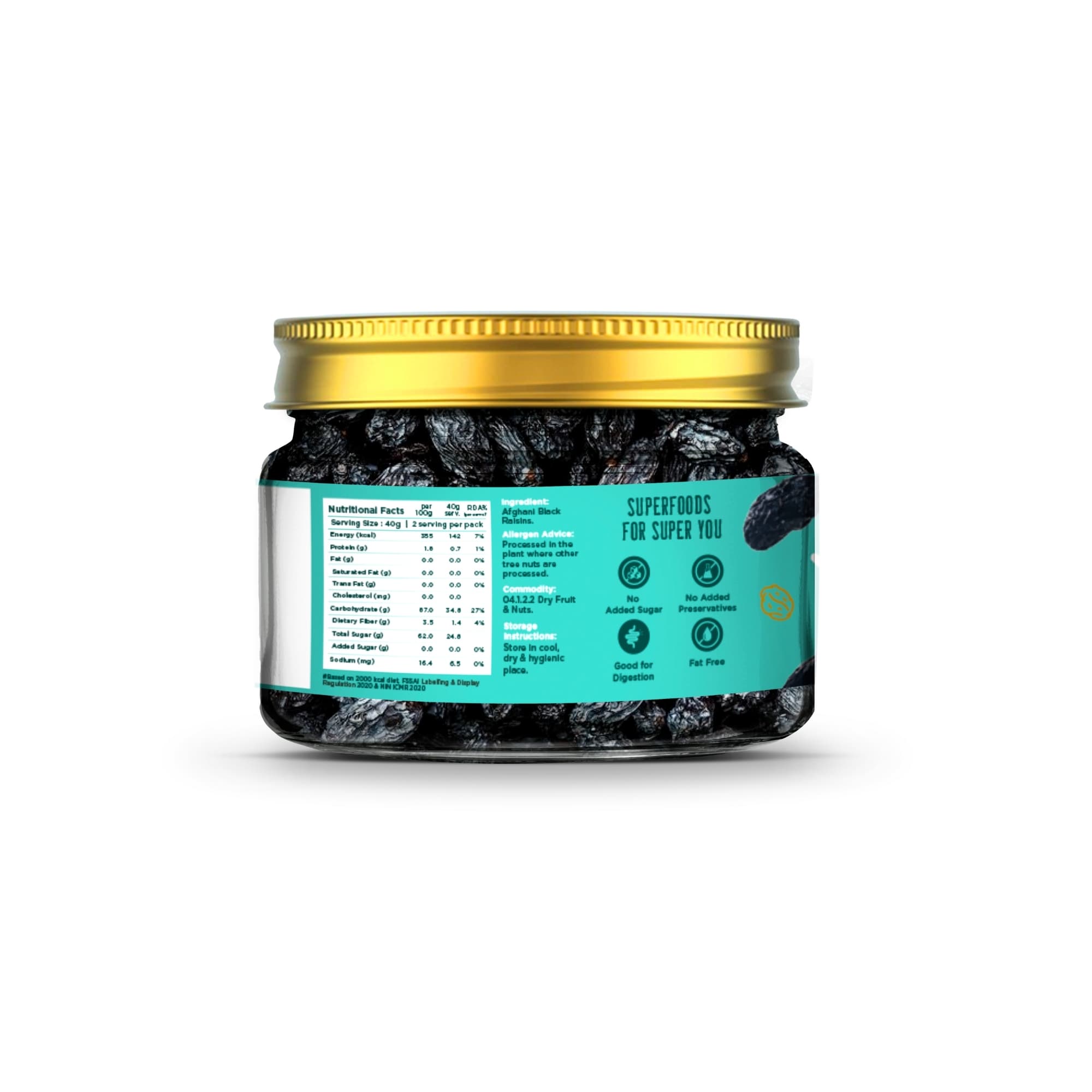 Seedless Afghani Black Raisins in Pet Jars - 100g