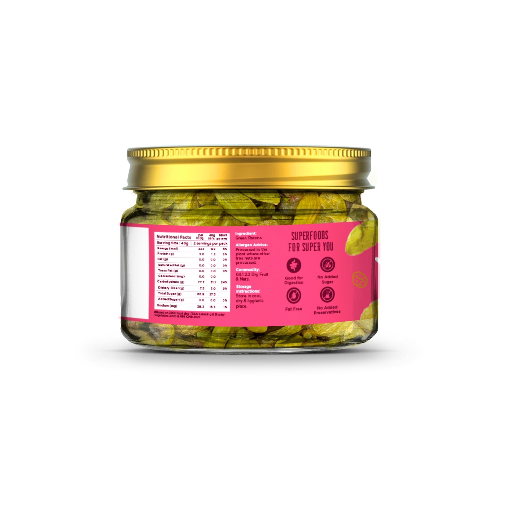 Seedless Afghani Green Raisins in Pet Jars - 100g