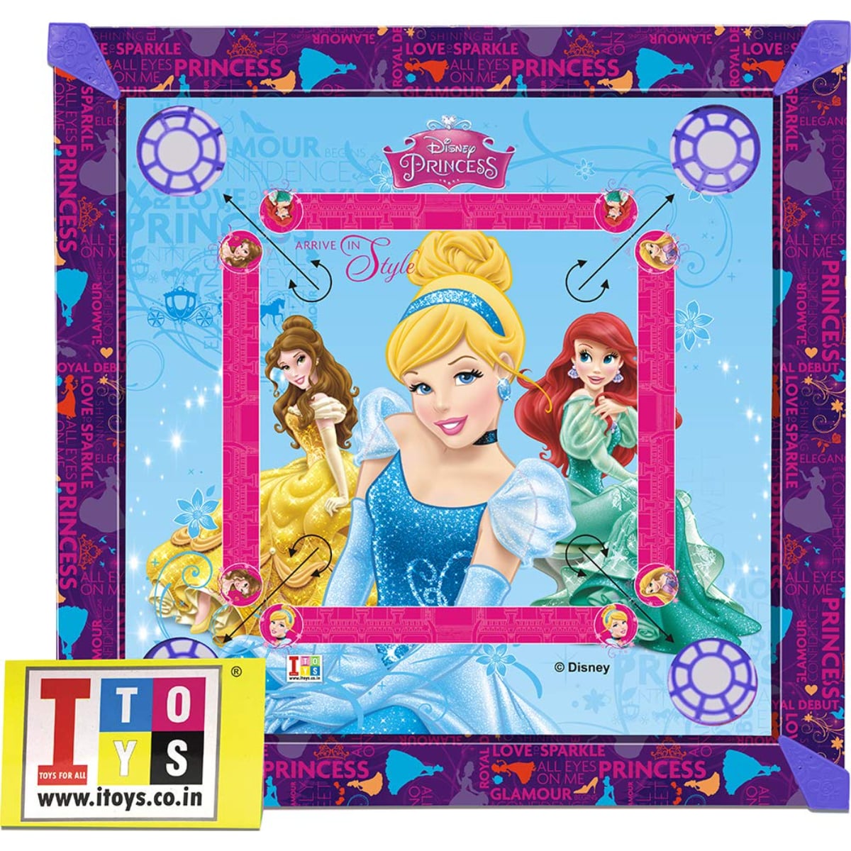 Itoys Toy Carrom 26X26 Disney Princess