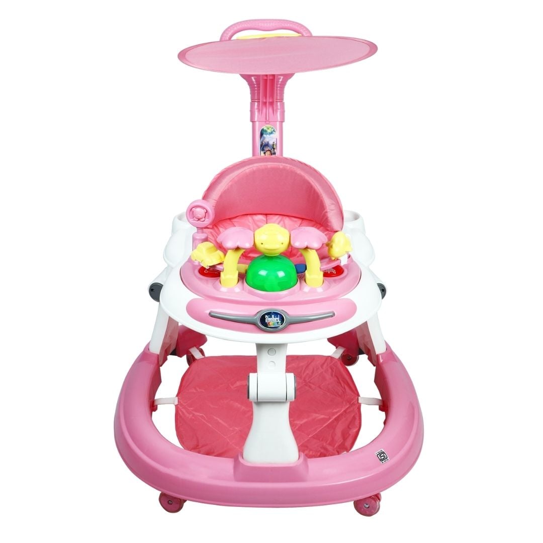Steelbird Bluetooth Baby Walker with Sunshield-Pink