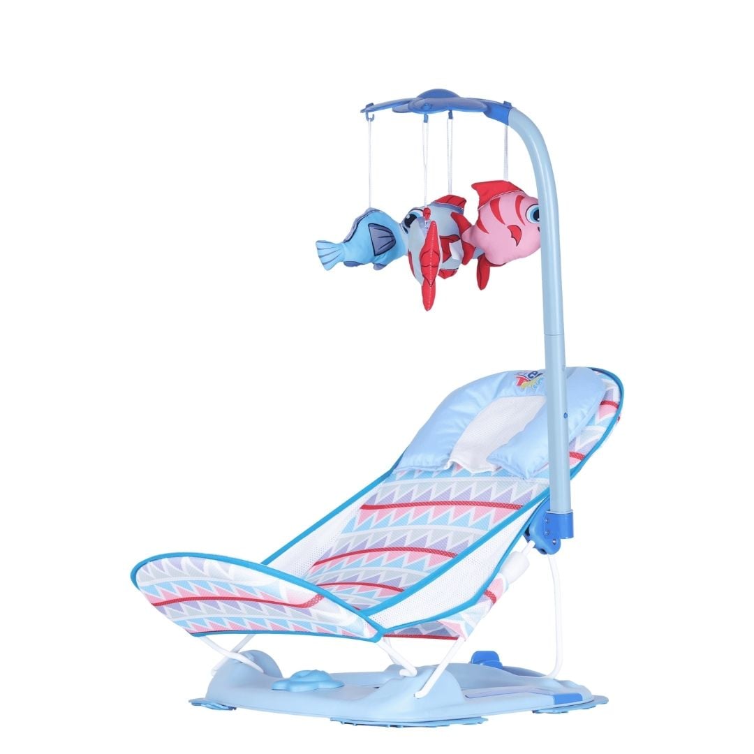 Steelbird Anti Skid Compact Comfy Baby Bather With Toys-Blue