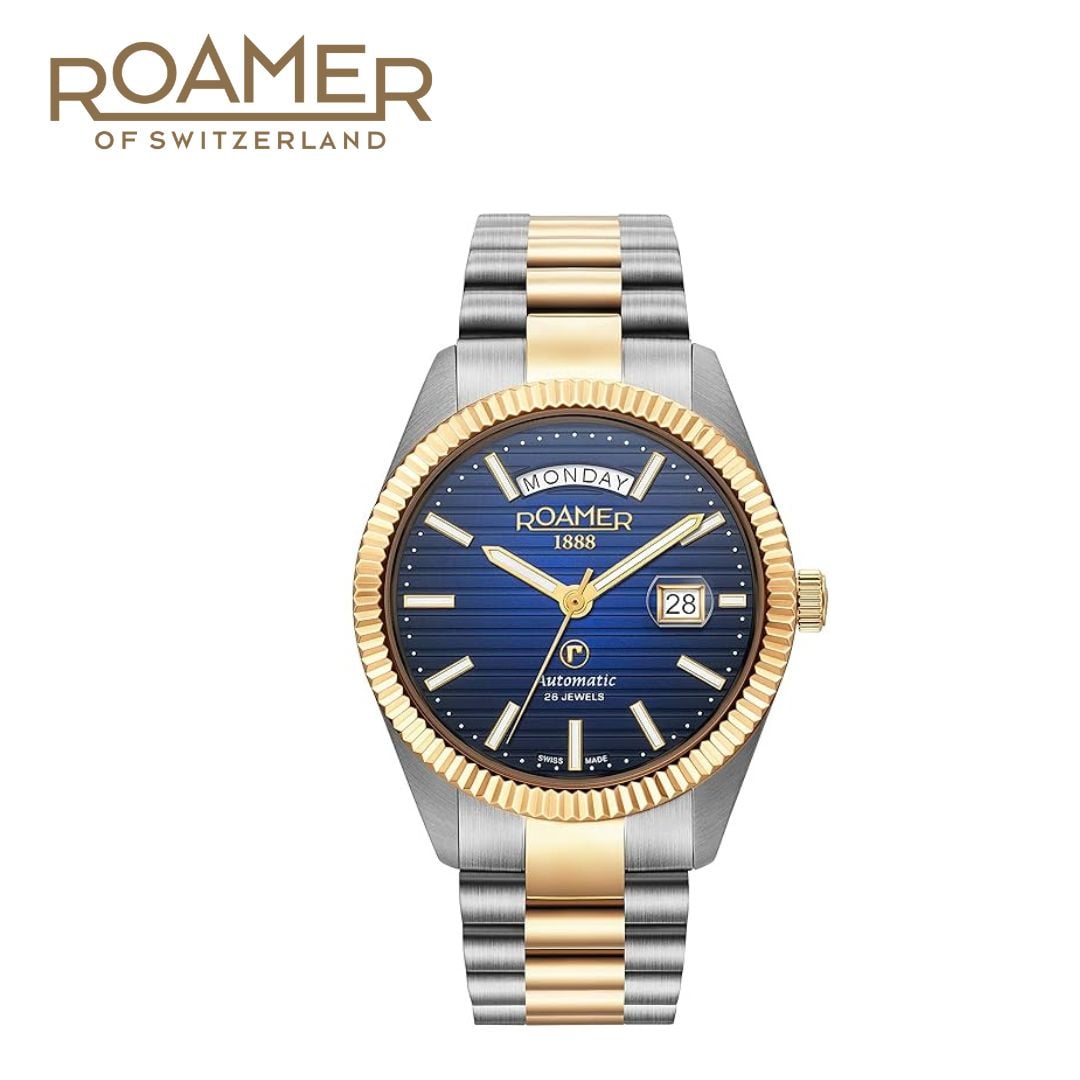 Roamer Primeline Daydate II Analog Blue Round Dial Men's Watch - 981666 41 45 50