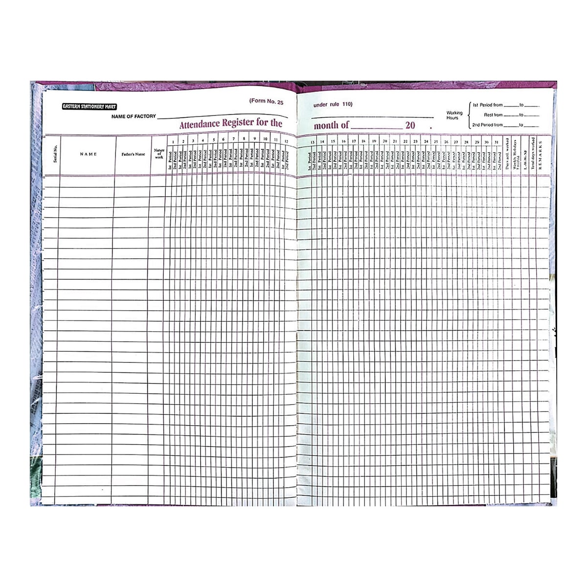 Attendence Register 1Q Assorted Note