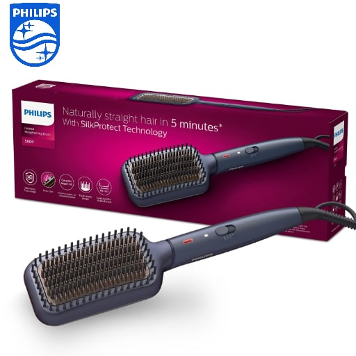 Philips Heated Straightening Brush with Argan Oil BHH885(Blue)