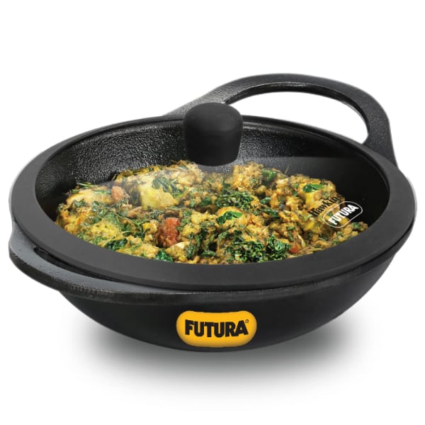 Hawkins Futura 2L Cast Iron Nonstick Kadai with Glass Lid
