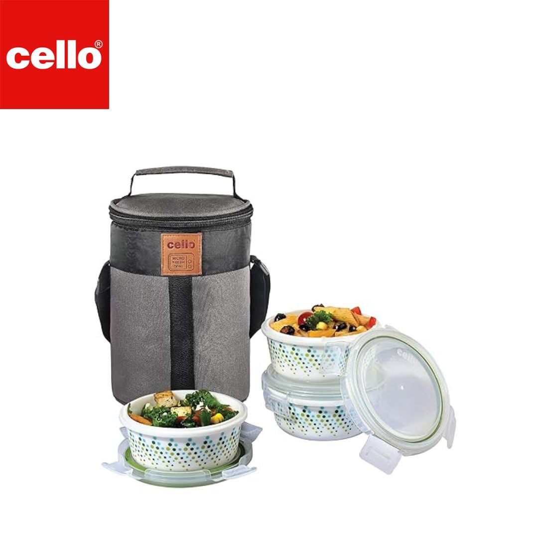 Cello Lunch Box W Jacket 3Pc - Bubble Drop