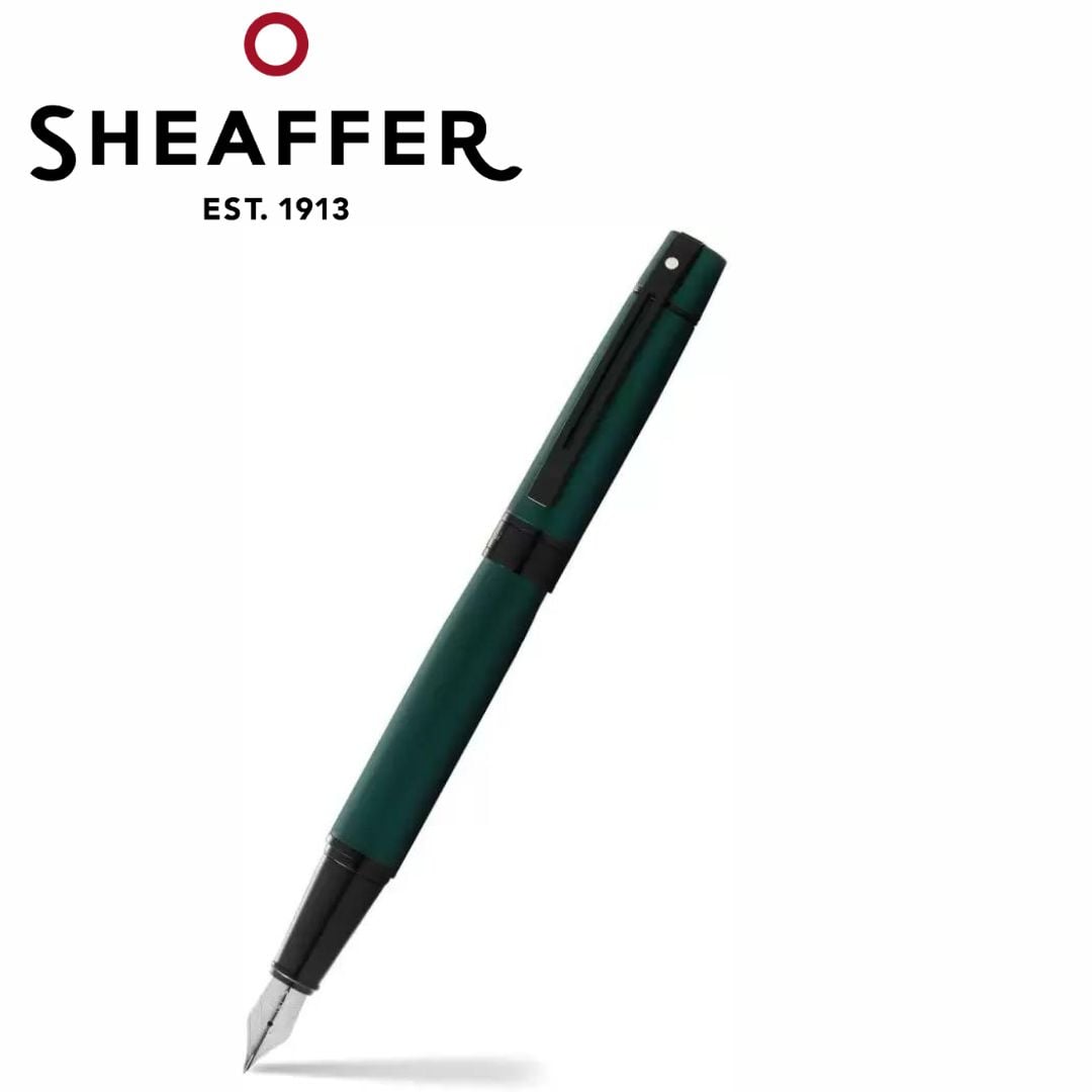 PEN SHEAFFER 300 E9346 MATTE GREEN WITH BLACK TRIM M FP