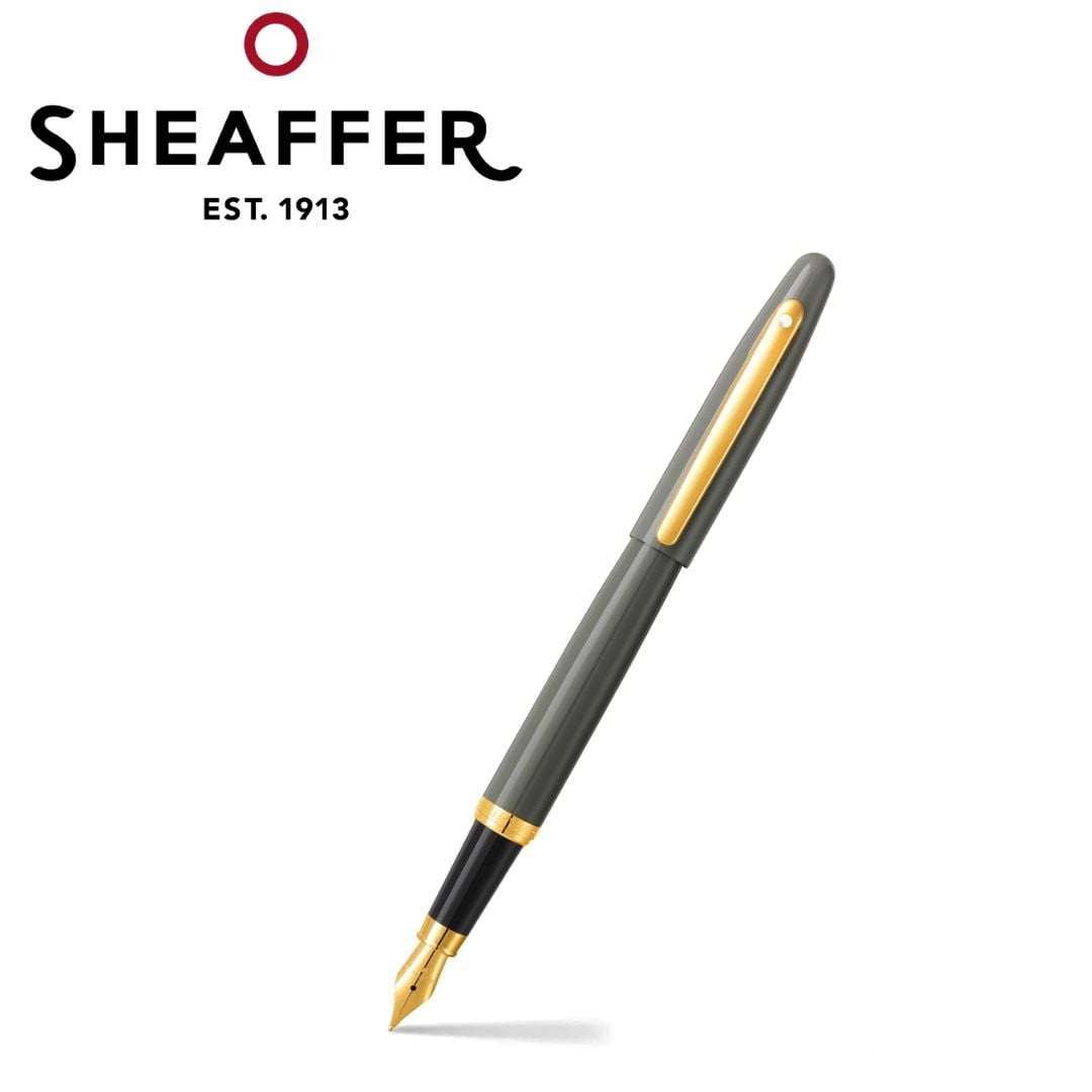 PEN SHEAFFER VFM E9427 LIGHT GREY WITH PVD GOLD  TRIM M FP