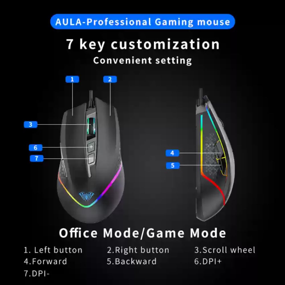Aula Wired gaming mouse 7 keys
