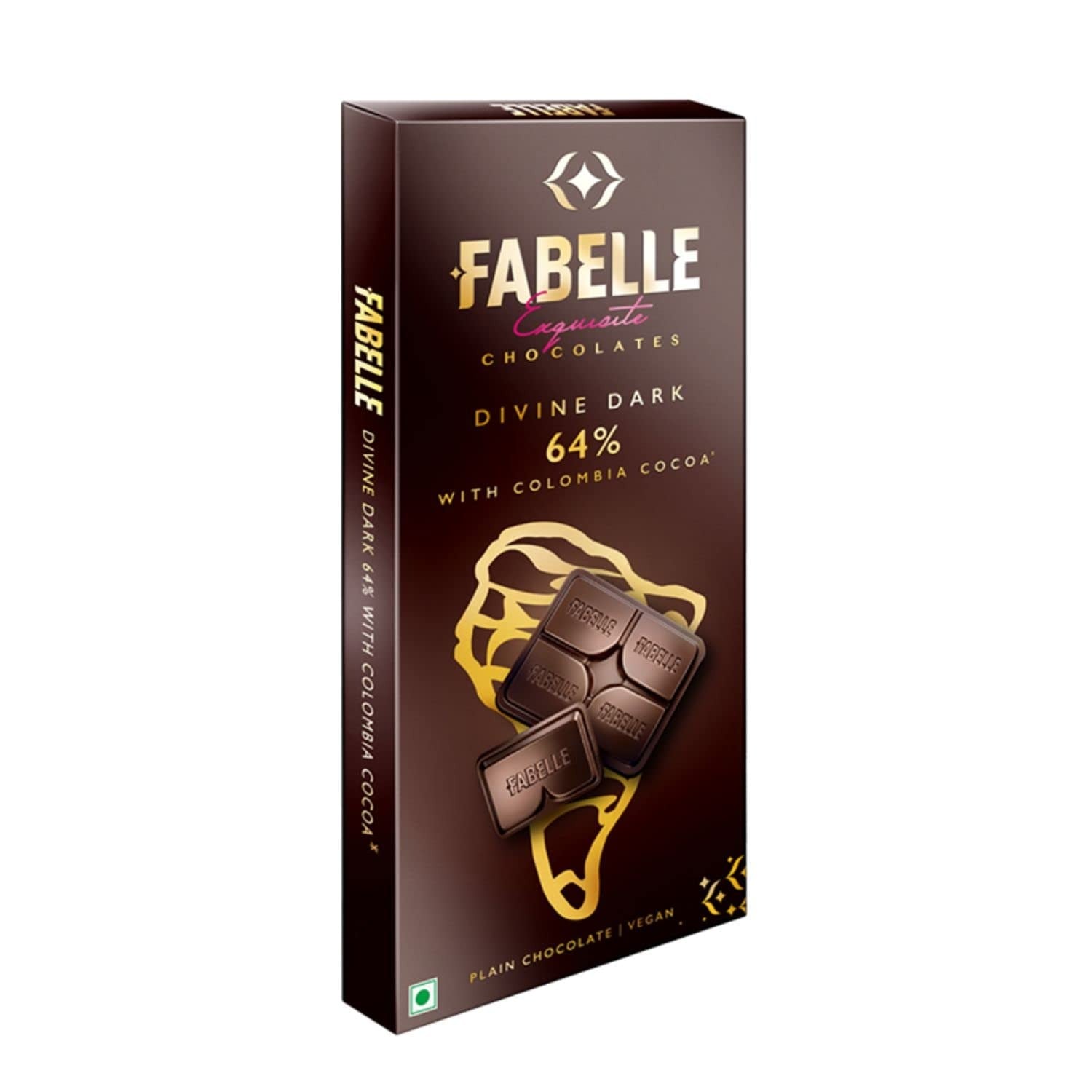 Fabelle Divine Dark 64% With Colombia Cocoa Luxury Dark Chocolate Bar