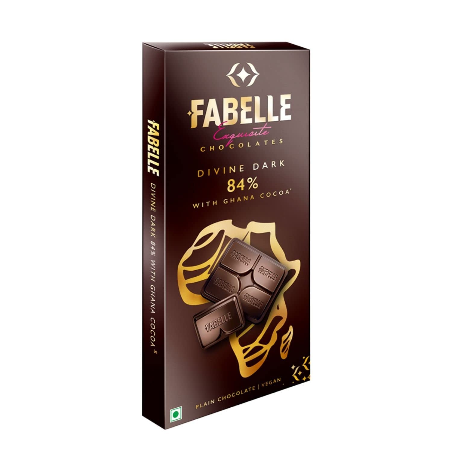 Fabelle Divine Dark 84% With Ghana Cocoa Luxury Dark Chocolate Bar
