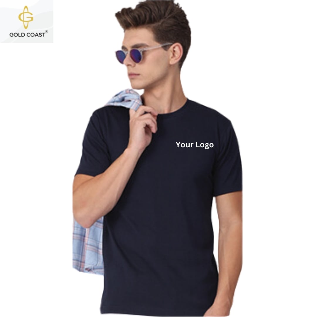 Gold Coast 100% Cotton Premium Round Neck T-Shirt - Navy Blue