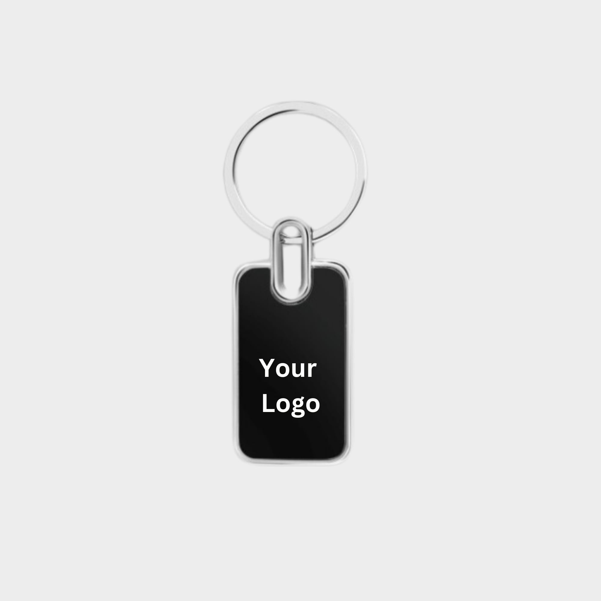 Rectangular Glossy Metal Keychain