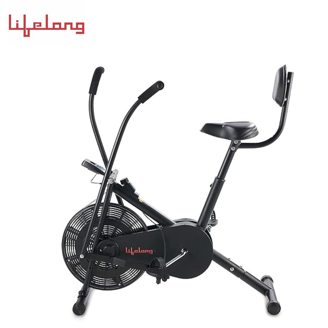 Lifelong LLEB104 AirBike with Moving Handle and Back Support, Max User Weight 100kg, Fitness Bike for Workout at Home (Free Home Installlation, 6 Months Warranty, Black)