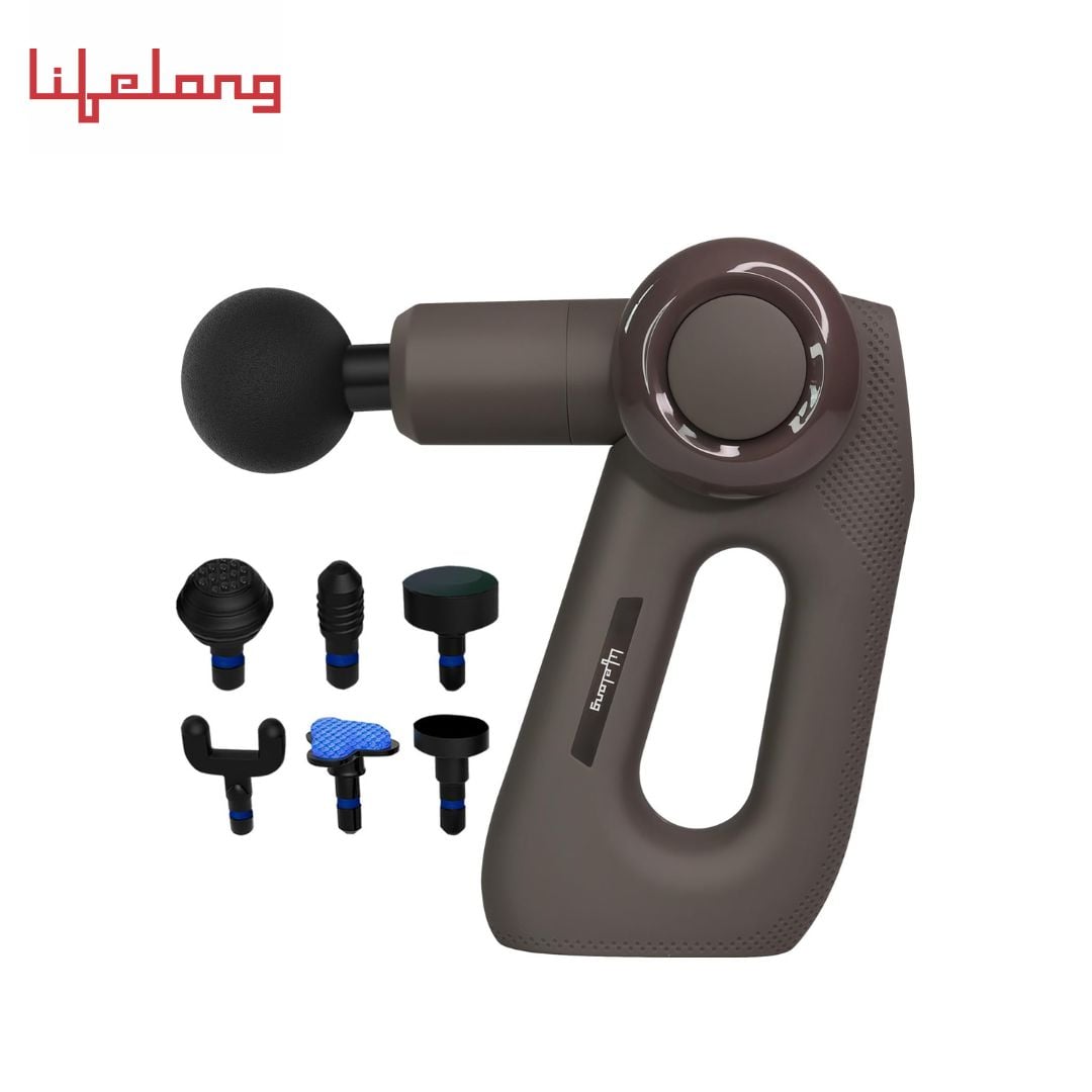 Lifelong Massage Gun Machine with Hot & Cold Massage Heads - Full Body Gun Massager for Deep Tissue Muscle Massage - Rechargeable Massager Gun for Pain Relief of Back, Neck, Shoulder, Hand, Foot & Leg