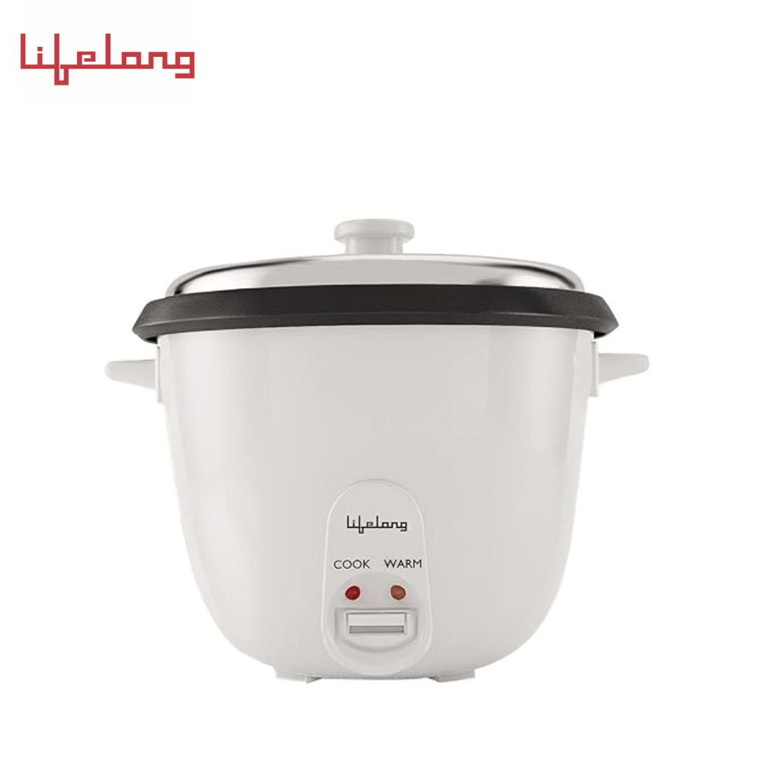 Lifelong LLRC02 Electric Rice Cooker 1.8 Litres|700 watt| Aluminium Cooking Pan| One Touch Operation & Keep Warm Function| Cool Touch Outer Body (White)