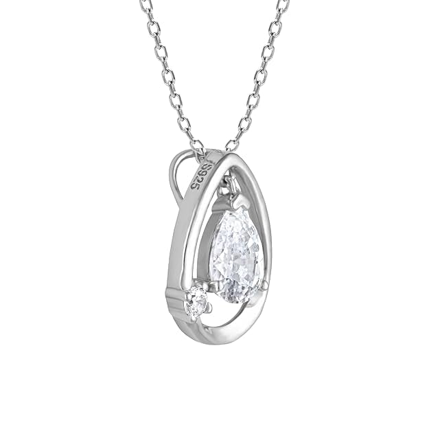 Silver Tear Drop Pearl Pendant With Link Chain