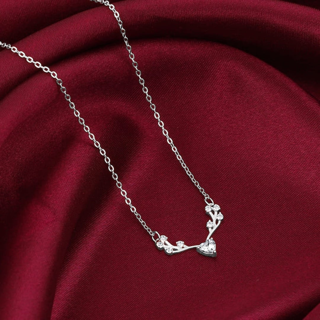 Anushka Sharma Silver Deer Heart Necklace