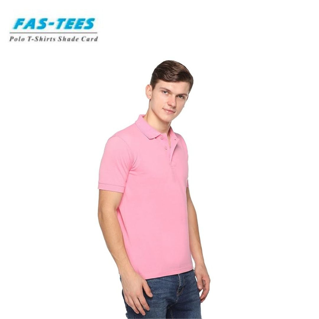 PIKMEE Men's FAS-TEES Polo T Shirt Pink