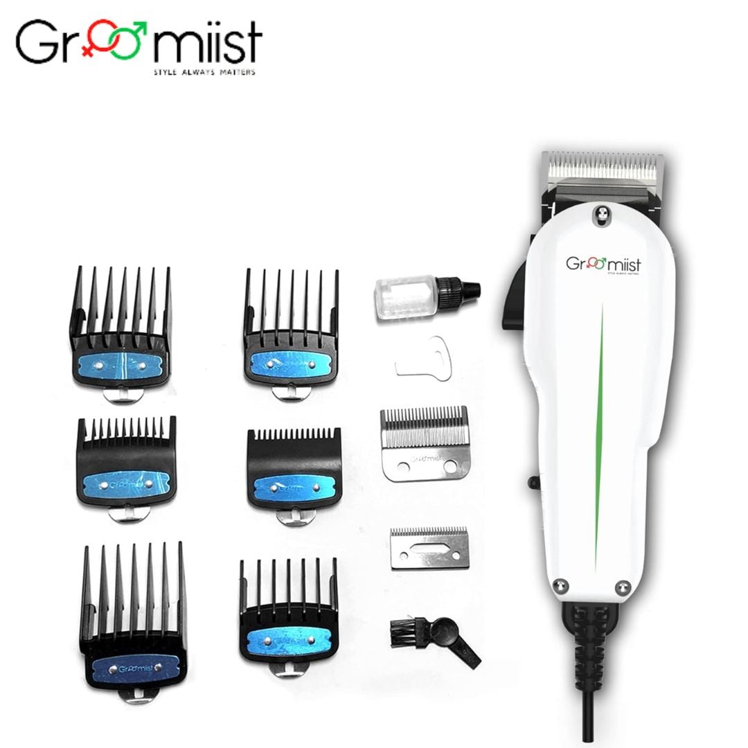 Groomiist SST-786(E) Corded Hair Clipper 3 Meters Rubber cable with 6 Premium Attachment Combs