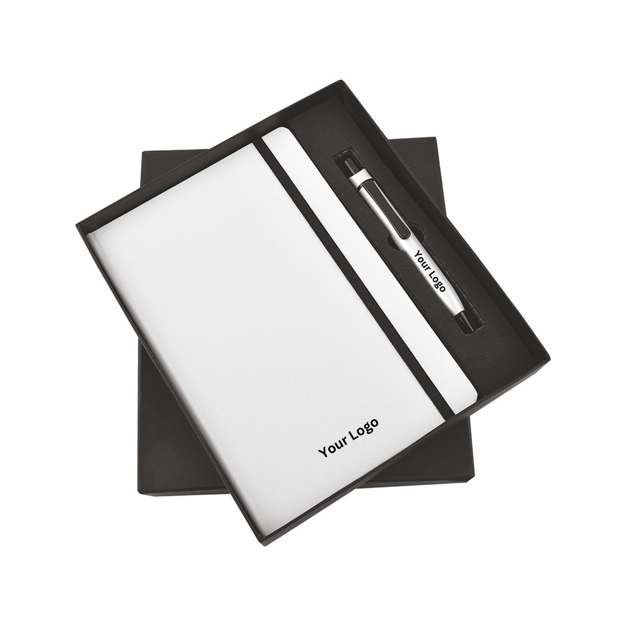 White Elastic Pen & Diary Set