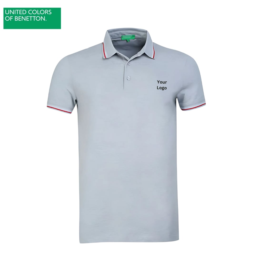 United Colors of Benetton Men's Grey Lycra Polo T-Shirt