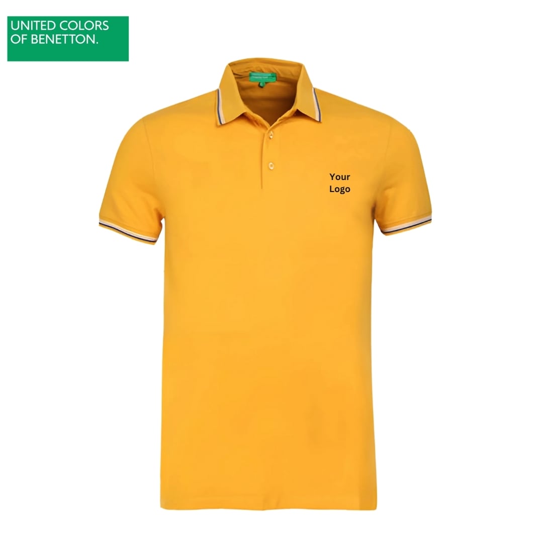 United Colors of Benetton Men's Yellow Lycra Polo T-Shirt