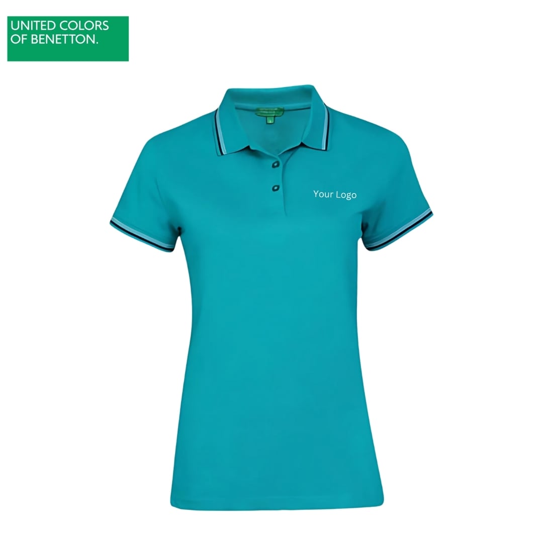 United Colors of Benetton Women's Lemon Green Lycra Polo T-Shirt