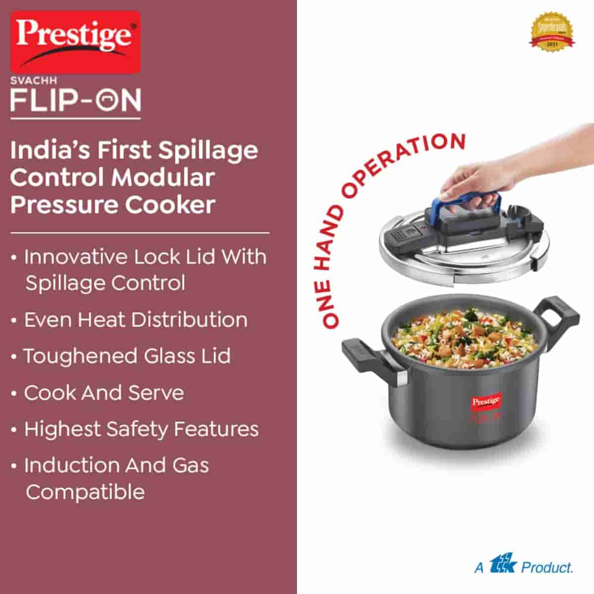 Prestige 20161 Flip On Cooker 5 Ltr Hard Anodized