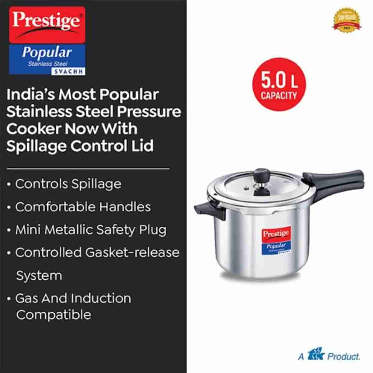 Prestige 20173 Popular Stainless Steel Svachh 5 Ltr