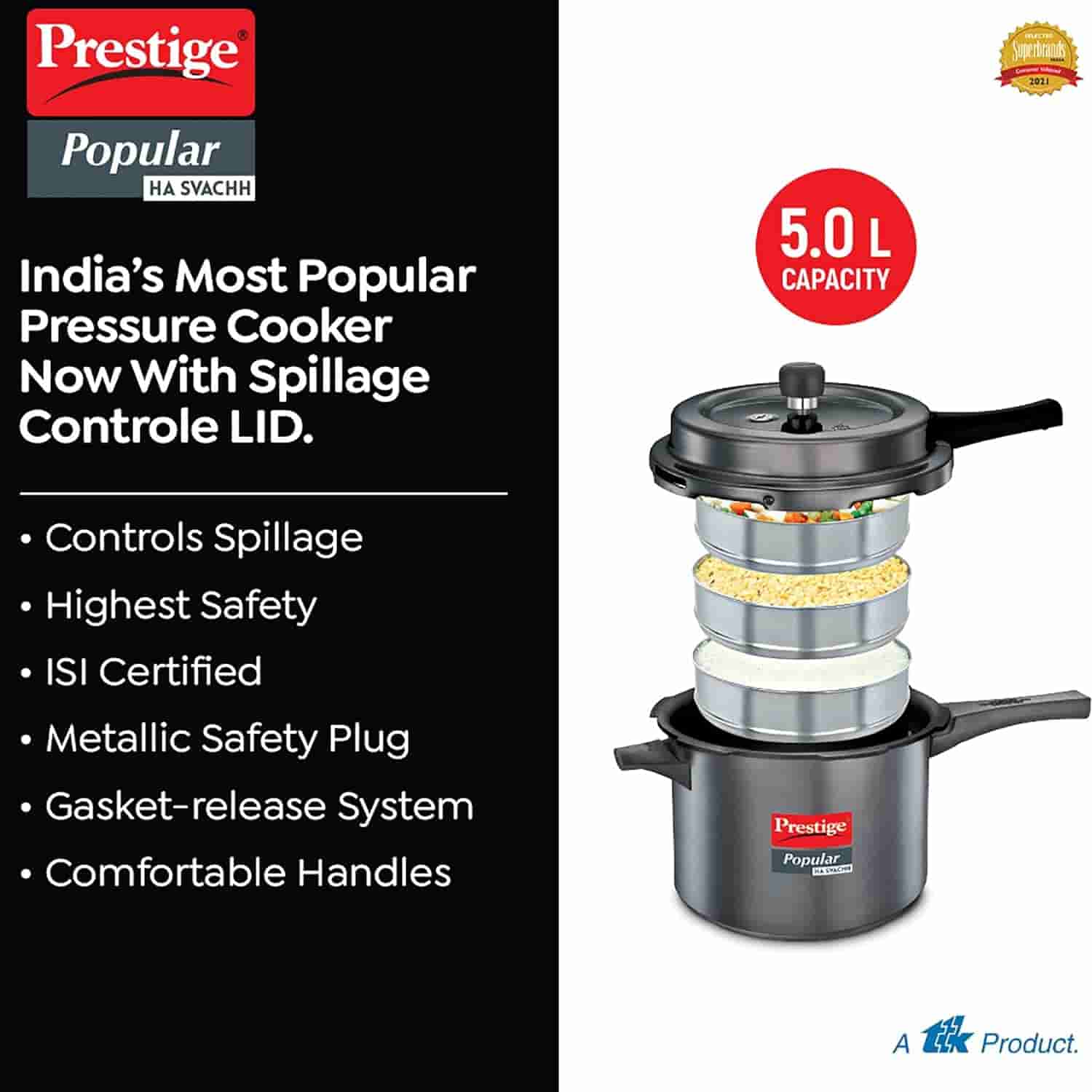 Prestige 20337 Popular Hard Anodized Svachh� 5 Ltr