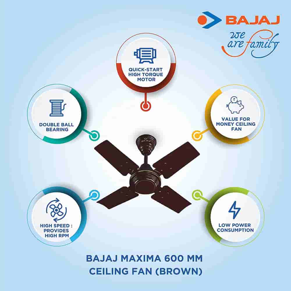 Bajaj 250275 Maxima 600 mm Brown Ceiling Fan