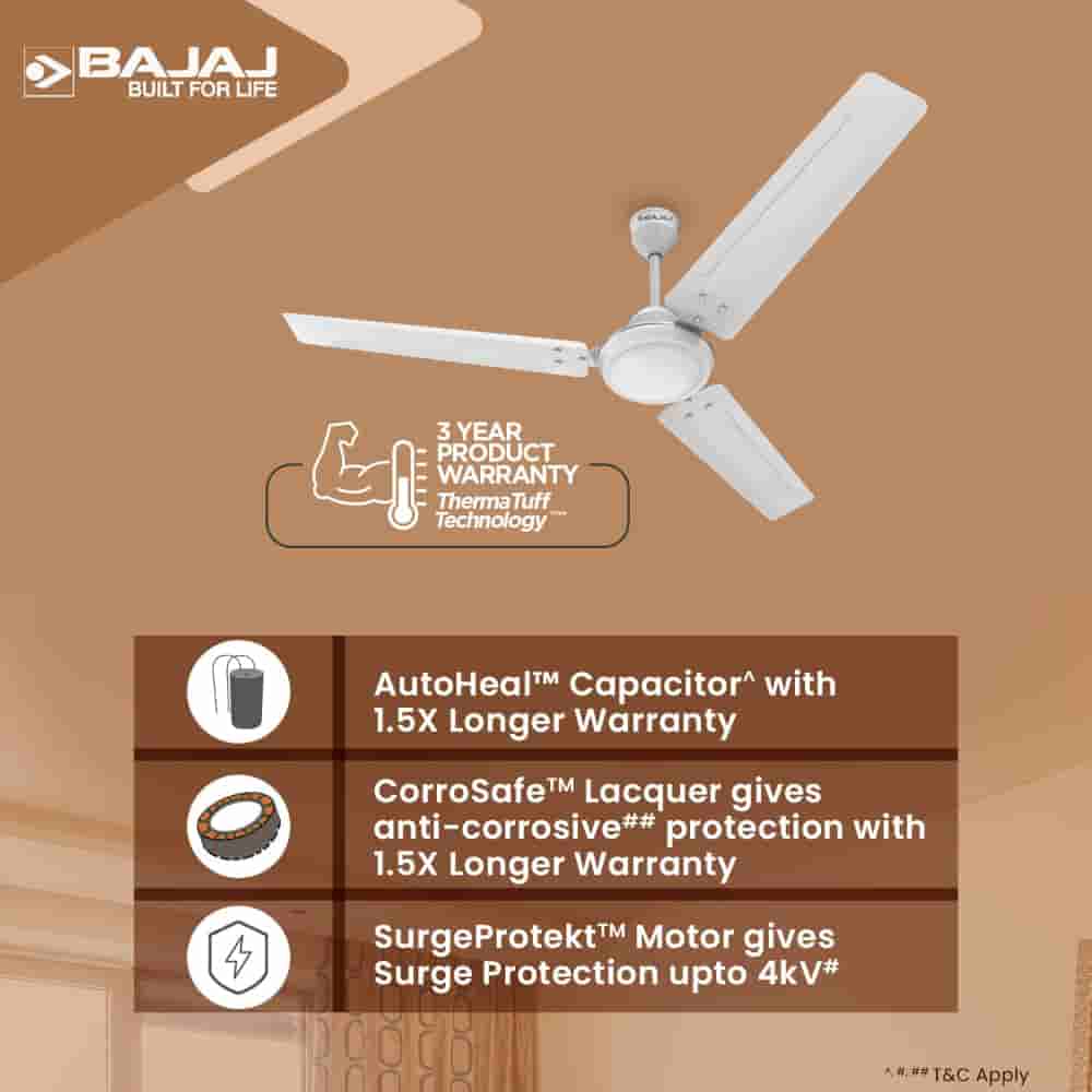 Bajaj 251418EE Classico�12S1 1200mm Glossy White Ceiling Fan