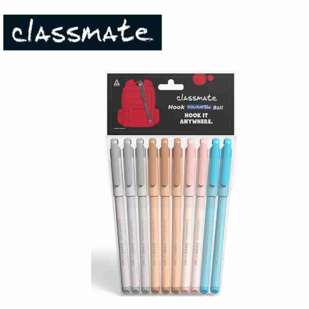 Classmate Hook Ball Pen Blue (Pack Of 10)
