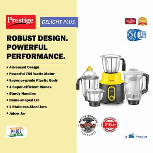 Prestige 41380 Delight Plus 4 Jar Mixer Grinder, 750 W