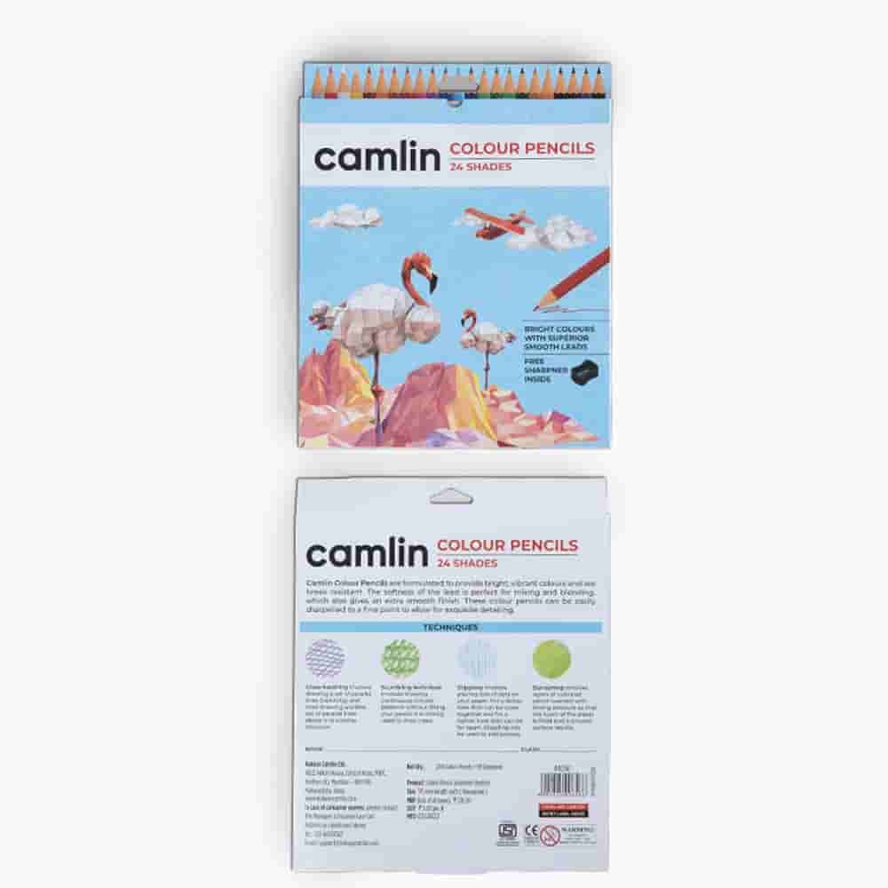 Camlin Colour Pencils 24 Shades with Sharpener Full Size