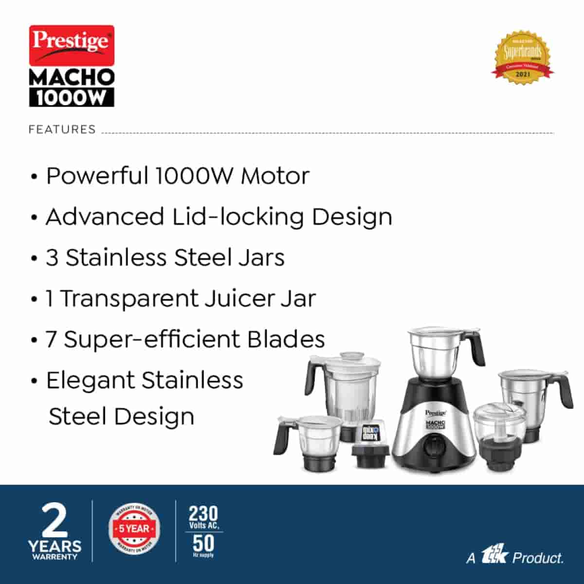 Prestige 42543 Macho 6 Jar Mixer Grinder