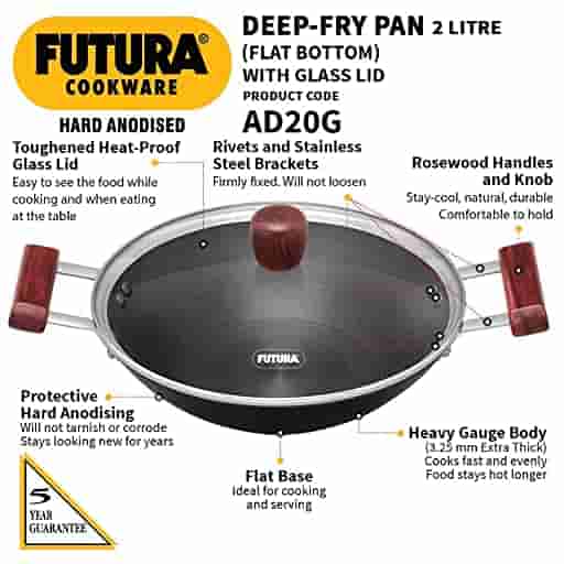Hawkins AD20G 2 Ltr Futura HA Deep-Fry Pan With Glass Lid
