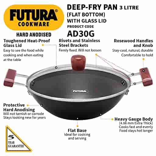 Hawkins 3 Ltr Futura HA Deep-Fry Pan With Glass Lid