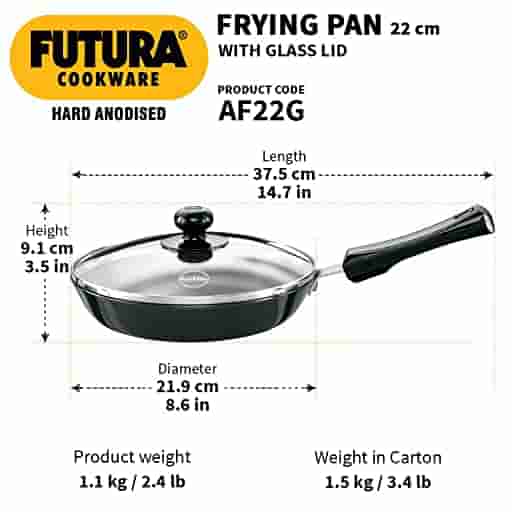 Hawkins AF22G Frying Pan 22 cm With Glass Lid