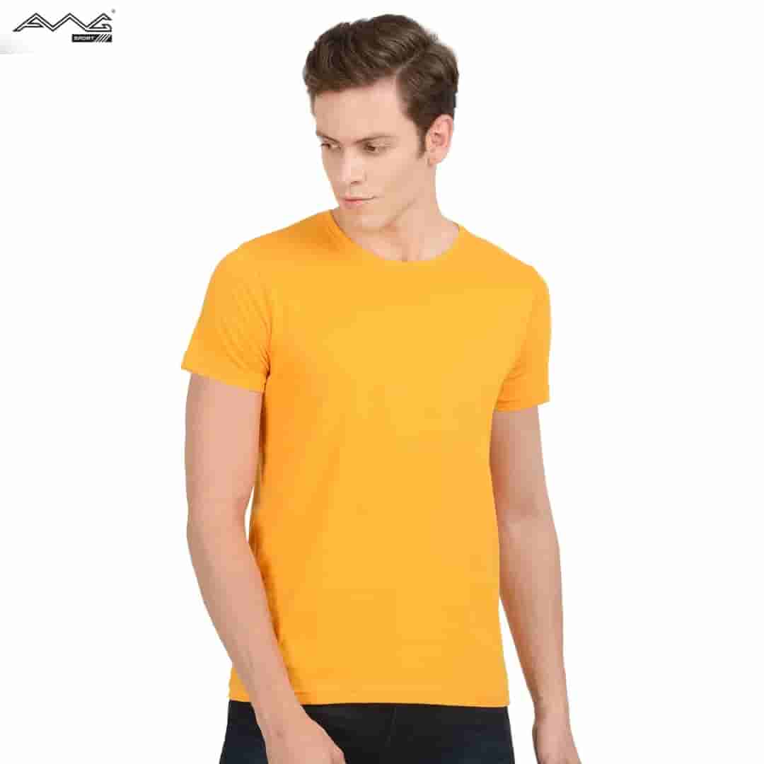 Awg Cotton Round Neck Super Bio T Shirt Yellow