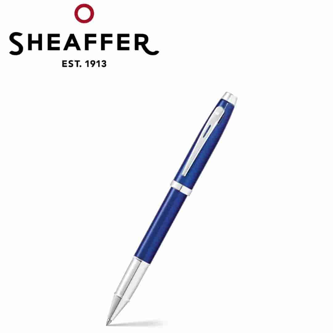 PEN SHEAFFER 100 E9339 GLOSSY BLUE WITH CHROME TRIM M FP