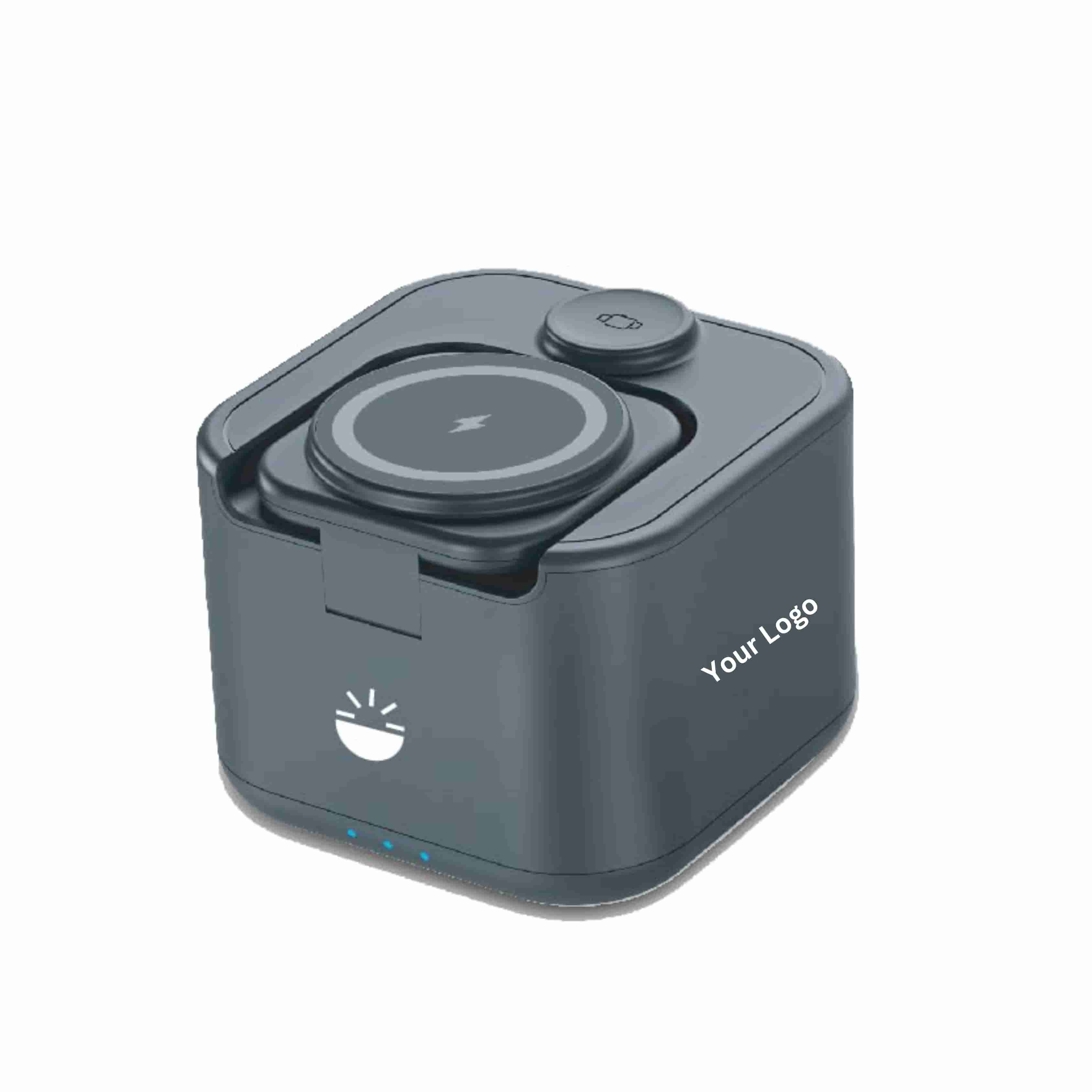 Glow Gadgets Ignite Bluetooth Speaker with 3-in-1 Wireless Charging Station | 15W Power | Modern Black � Premium Sound, Fast Charging, Stylish Design