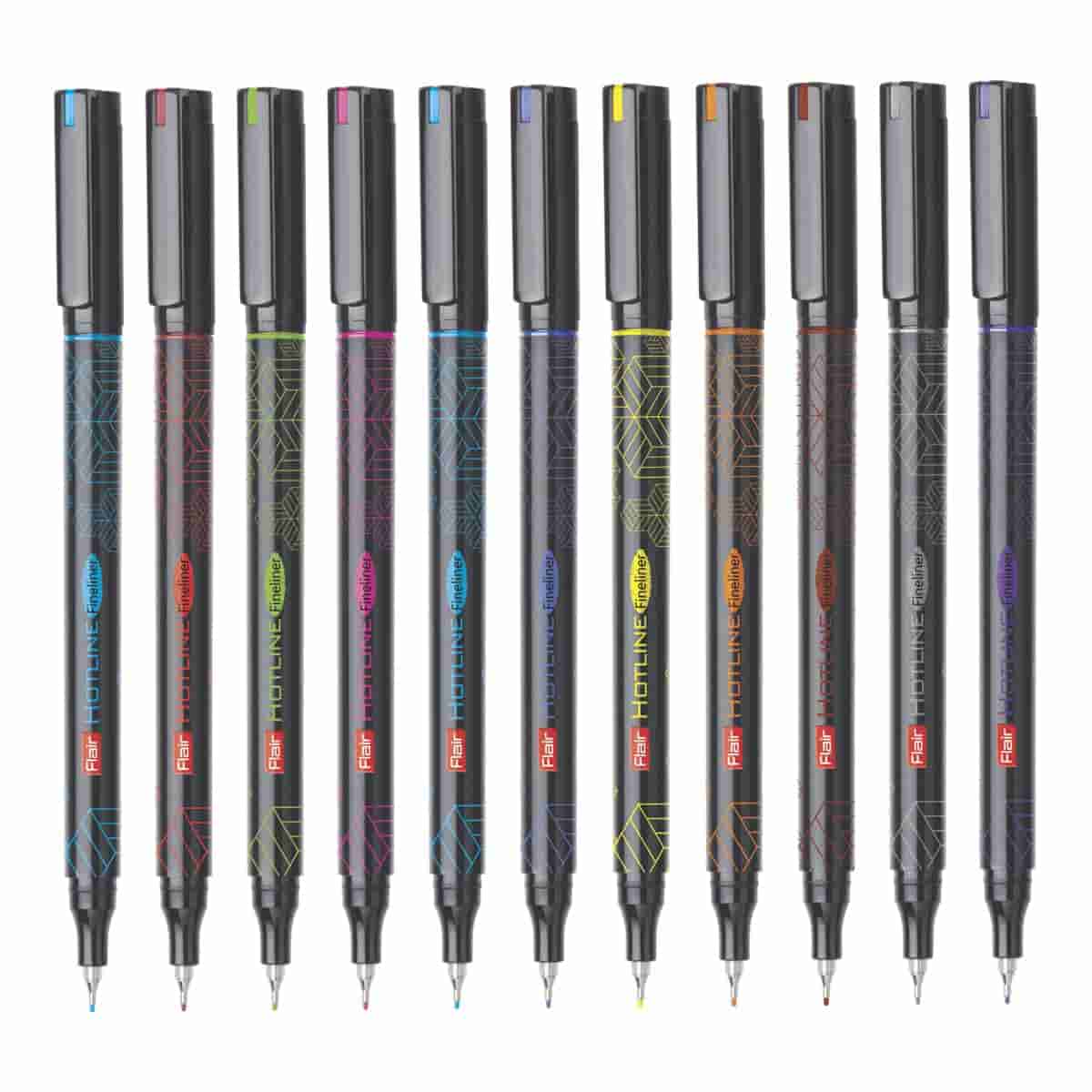 Flair Hotline Fineliner Metal Tip Pen Set Of 10